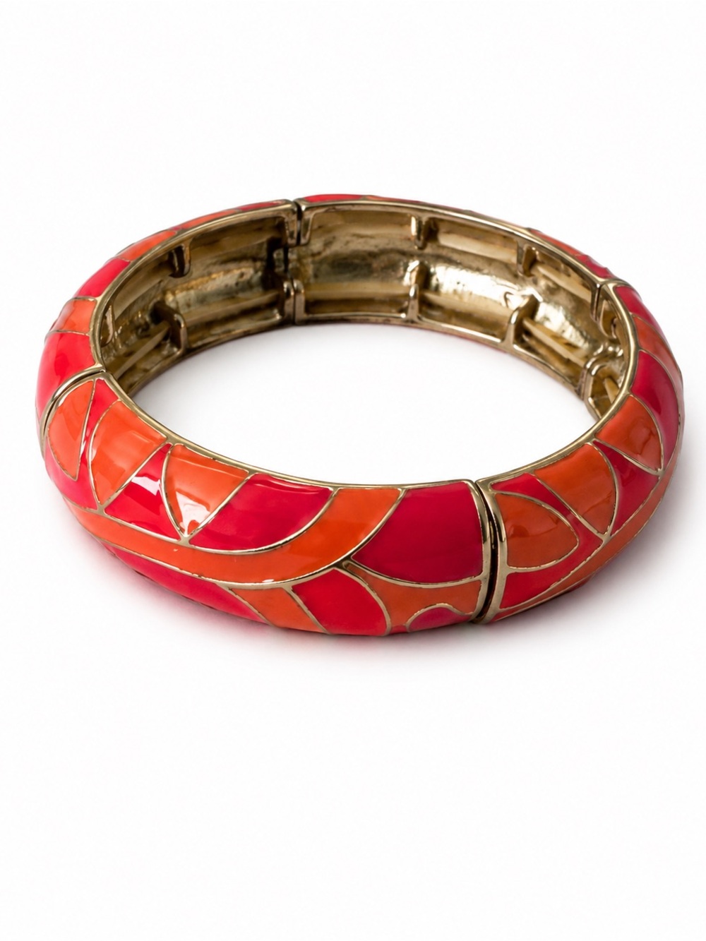 ✨3/$20 Gold-Tone Red & Orange Enamel Bangle Bracelet
